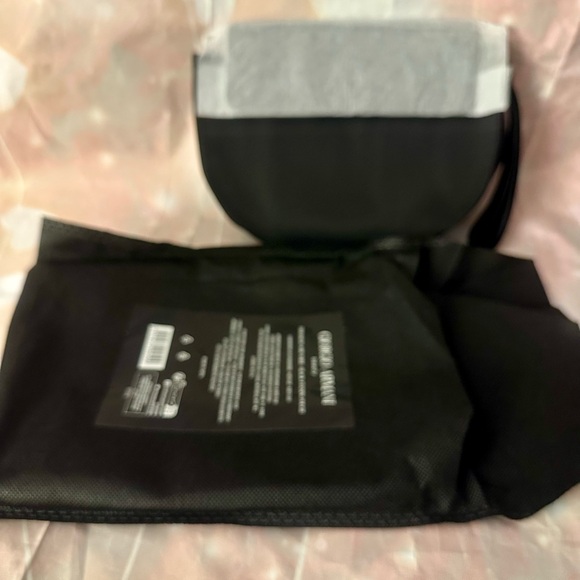 Giorgio Armani Black Satin and Velvet Makeup Bag/Evening...